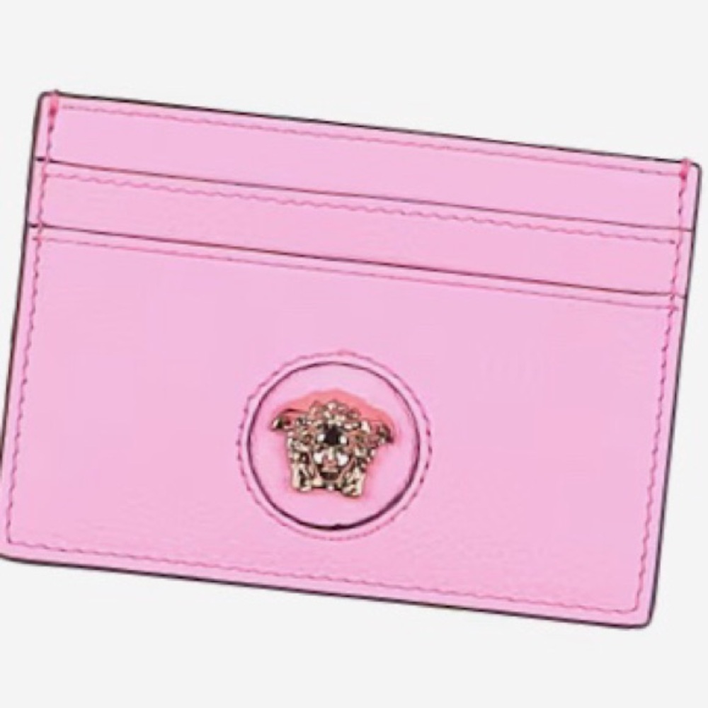 Versace Light Pink Small Weather Cardholder • Pebbled Calfskin Luxury